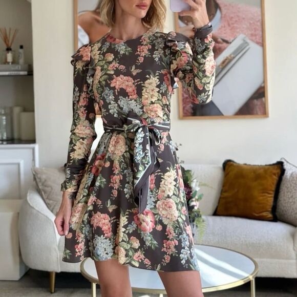 NWOT ZIMMERMANN ESPIONAGE ROUCHED SILK MINI DRESS